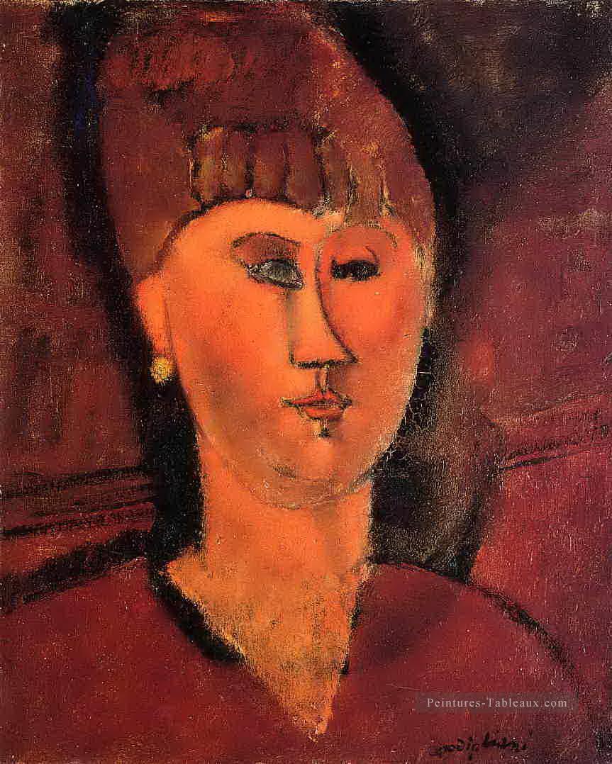 tête de femme aux cheveux rouges 1915 Amedeo Modigliani Peintures à l'huile